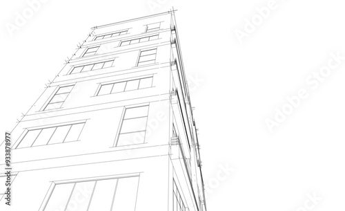 Modern office building 3d illustration