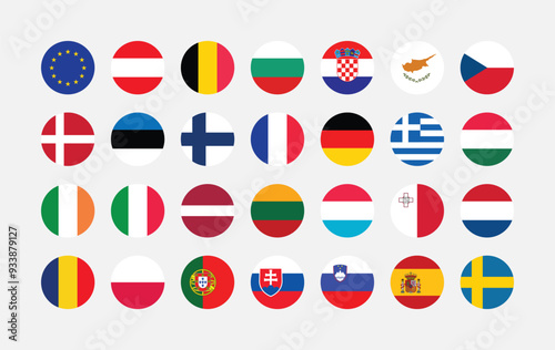 Free Download National Flag of All European Union countries. Set of European Union country Round Flag.
 - GFXLoad