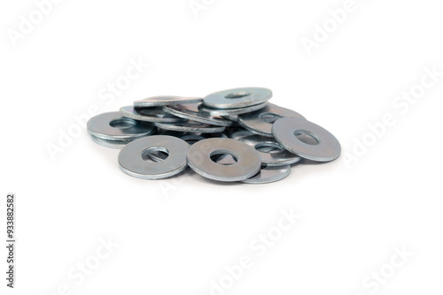 Metal washer isolated on a white background.