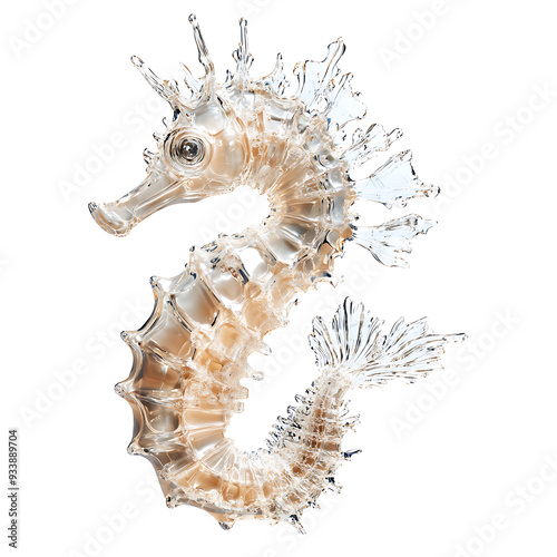 Crystal Seahorse, white background,  The Shining Beauty of Marine Animal photo