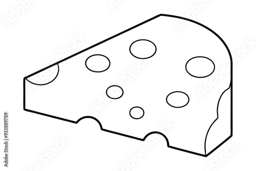 Swiss cheese line art vector illustration