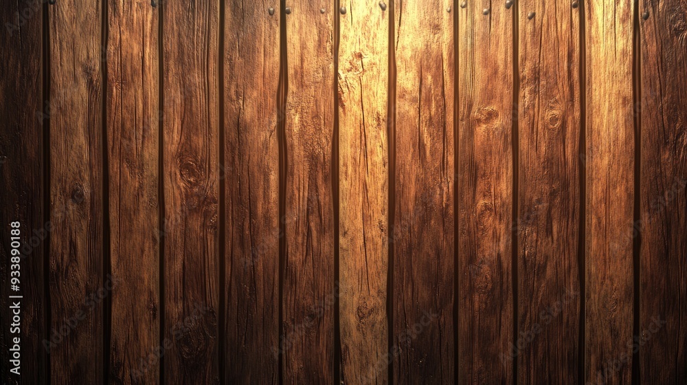 Naklejka premium Repeating rustic planks in anime style, forming a warm and textured background with traditional, natural vibes.