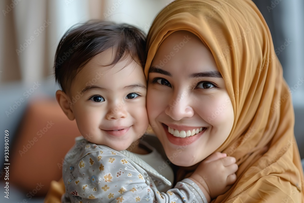 A Heartwarming Moment: Mother and Child Embrace with Joy A Heartwarming Moment: Mother and Child Embrace with Joy