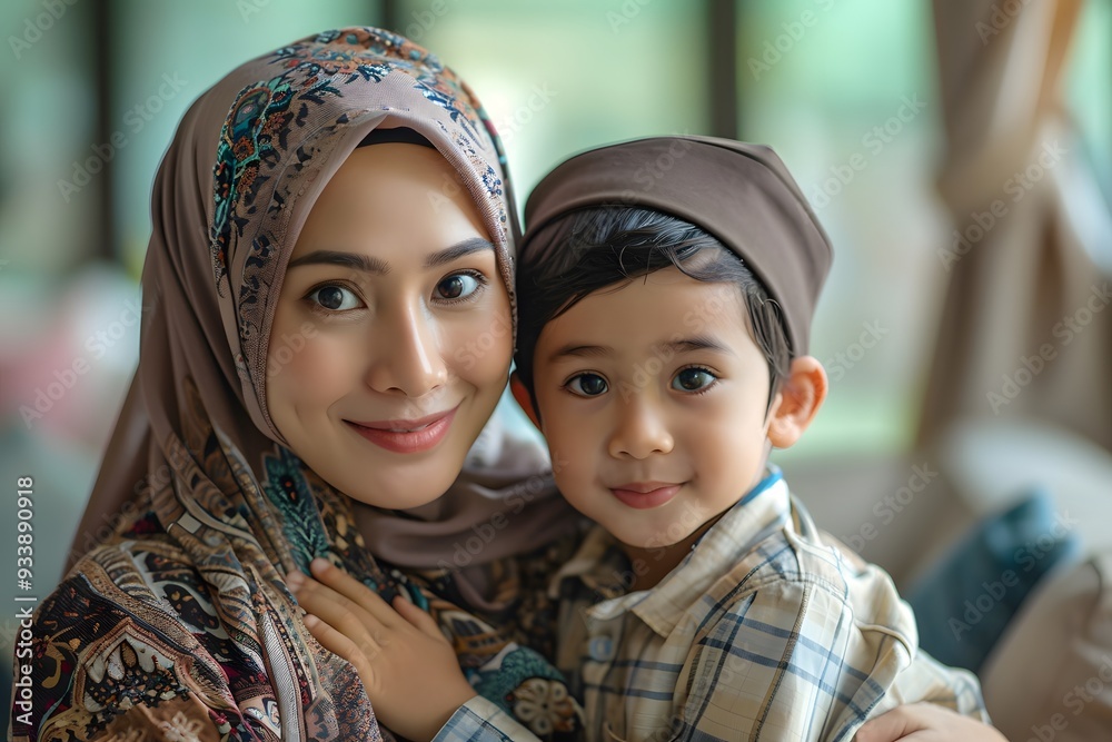 Heartwarming Moment Between a Mother and Her Son in Traditional Attire Heartwarming Moment Between a Mother and Her Son in Traditional Attire