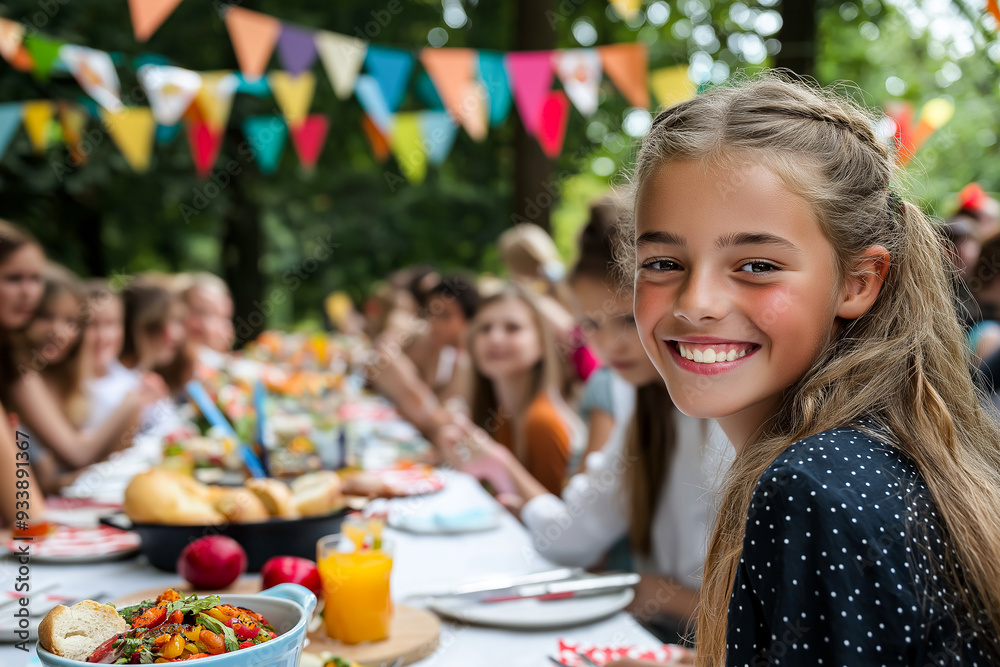 A Vibrant Garden Party Filled with Laughter and Colorful Delights Under a Bright Blue Sky A Vibrant Garden Party Filled with Laughter and Colorful Delights Under a Bright Blue Sky