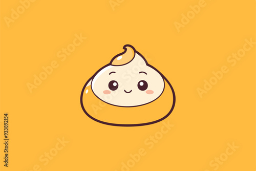 A cute dumpling Line art vector illustration