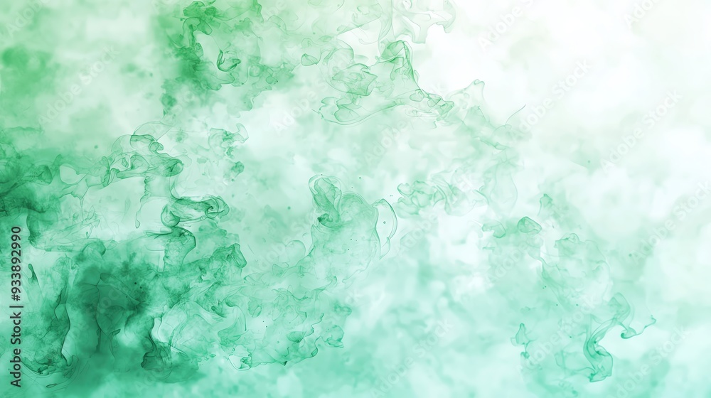 Obraz premium A serene watercolor, swirling abstract green background evoking calmness and tranquility, perfect for design and art projects.
