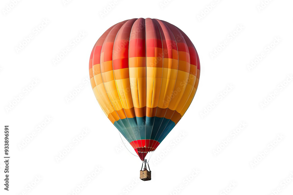 Fototapeta premium Hot air balloon soaring above a reptile-aircraft transport area. White aerostat contrasts with the outdoor setting, capturing a unique air sports scene.