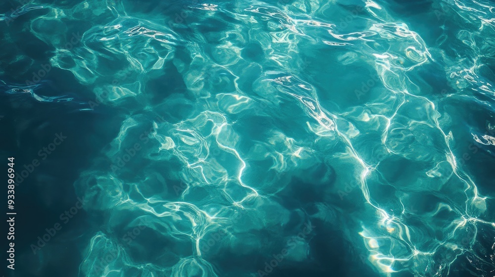 Top view of clear, blue water in an anime style, capturing the serene beauty of the sea with gentle waves and a tranquil atmosphere. Top view of clear, blue water in an anime style, capturing the serene beauty of the sea with gentle waves and a tranquil atmosphere.