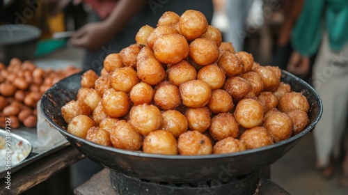The national cuisine of Ghana: Kuze (Koose) – balls of peeled beans, deep-fried. They are sold in Ghana as street food. photo