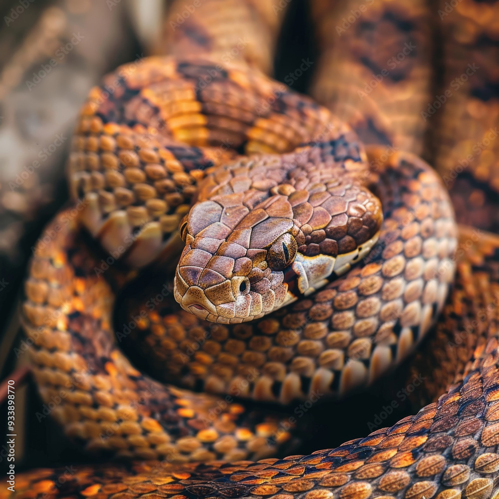 Close up of a Twisting Snake with Intricate Patterns Close up of a Twisting Snake with Intricate Patterns