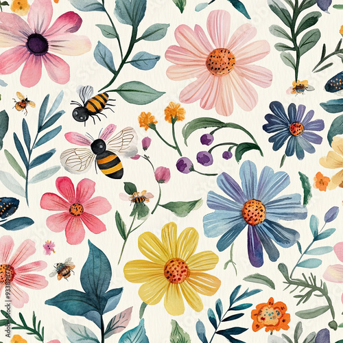 Flower Power, A floral pattern with cute and simple flowers i