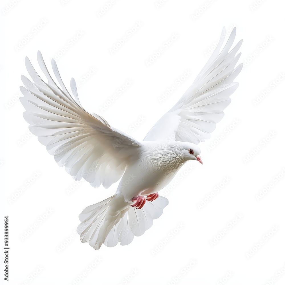A white bird with red feet flies in the air A white bird with red feet flies in the air