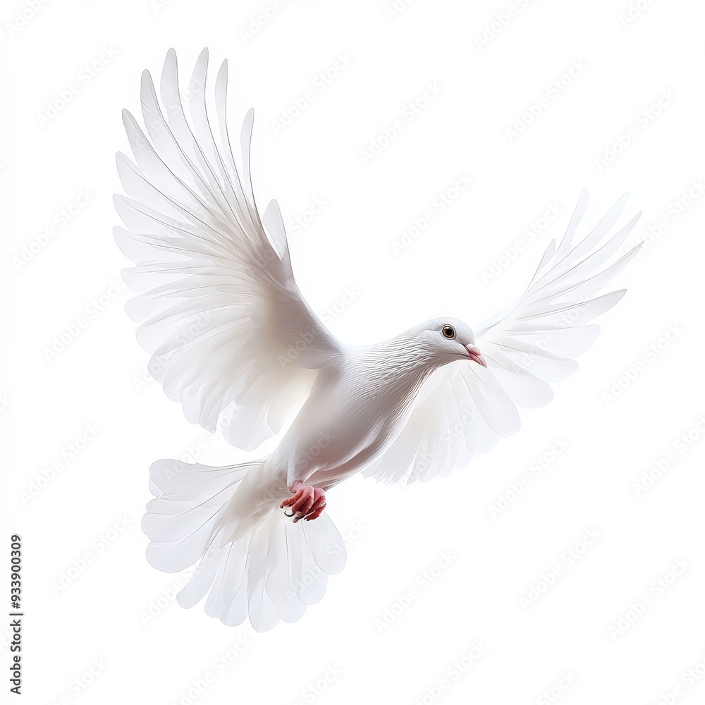 Fototapeta premium A white dove is flying in the sky