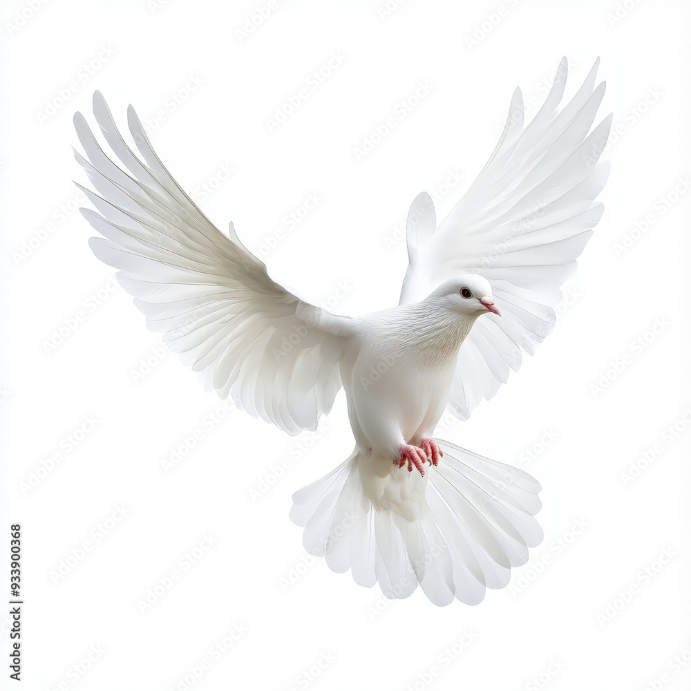 Fototapeta premium A white dove is flying in the air