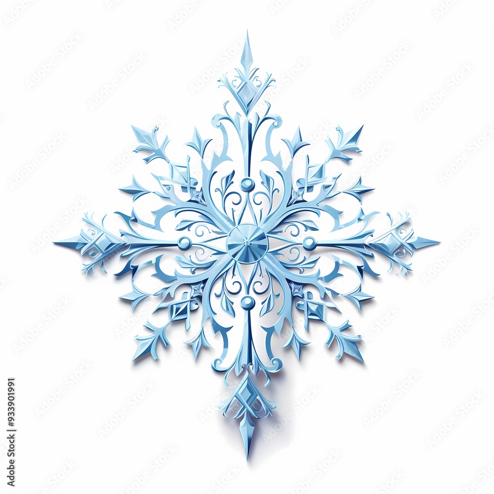 Intricate blue and white snowflake design with geometric patterns, perfect for winter decor and elegant themes. Intricate blue and white snowflake design with geometric patterns, perfect for winter decor and elegant themes.