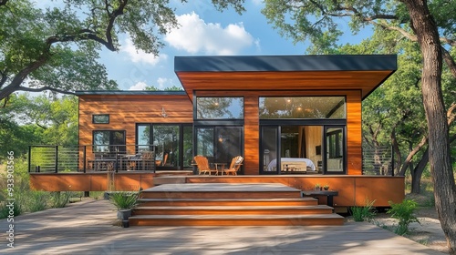 modular sustainable home in texas nature