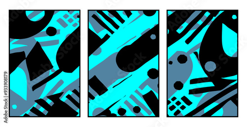 Set of 3 Abstract pattern. Illustration for printing on wall decorations. For use in graphics.