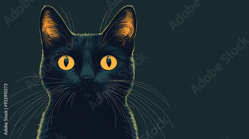 Black Cat with Golden Eyes