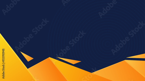Abstract geometric design features a vibrant blend of orange and blue colors. It showcases a minimal and modern aesthetic with clean lines and bold shapes.