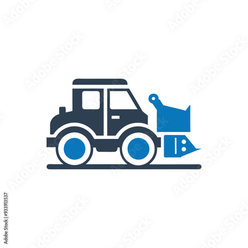 Snow plow icon, Pickup truck plowing snow icon