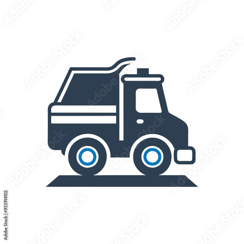 Snow plow icon, Pickup truck plowing snow icon