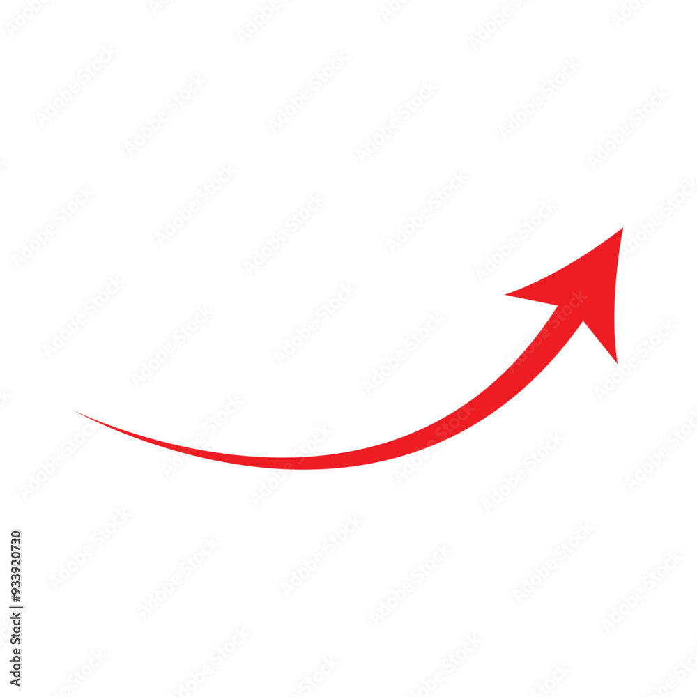 Red arrow up. Curved arrow. Color flat ui for website. Top symbol for button isolated on transparent background. Vector illustration. Replaceable vector design. In eps 10. Red arrow up. Curved arrow. Color flat ui for website. Top symbol for button isolated on transparent background. Vector illustration. Replaceable vector design. In eps 10.