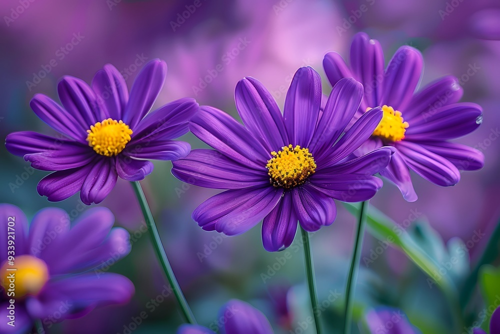 Fototapeta premium Vibrant Purple Daisies in Bloom
