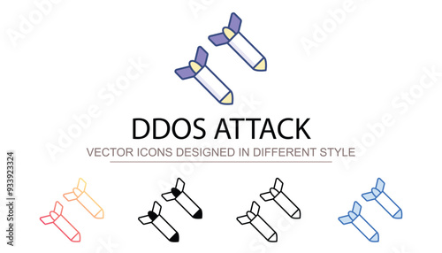 Ddos Attack icon design with white background stock illustration