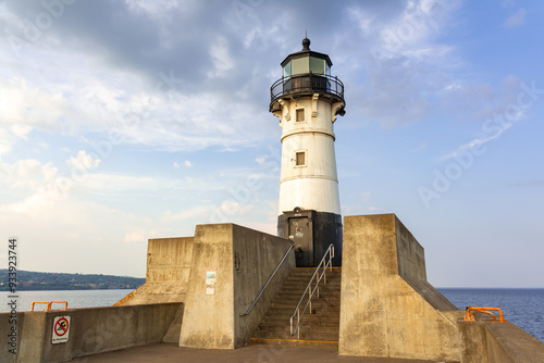 Evening sun on the Duluth North Shore Lighthouse.  Duluth, Minnesota, USA. photo