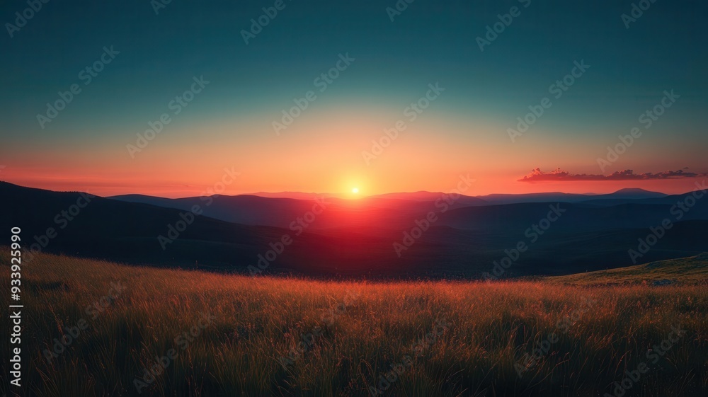 A minimalist landscape photo with precise light adjustments and digital retouching A minimalist landscape photo with precise light adjustments and digital retouching