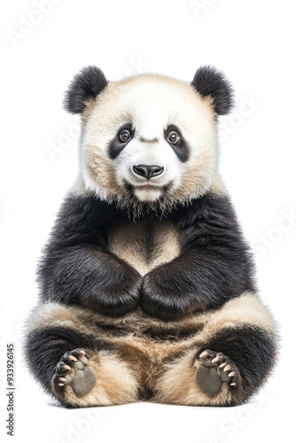 A cute giant panda isolated on a white background.
