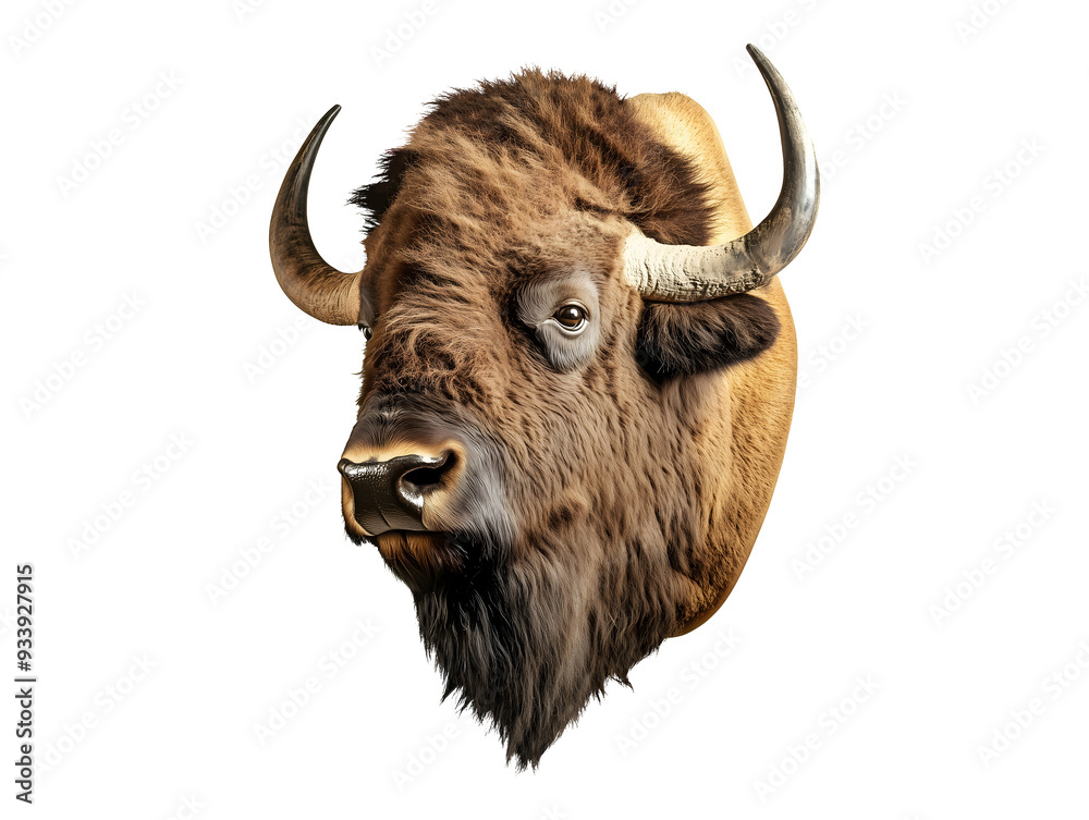 Bison hunting trophy isolated on transparent or white background Bison hunting trophy isolated on transparent or white background