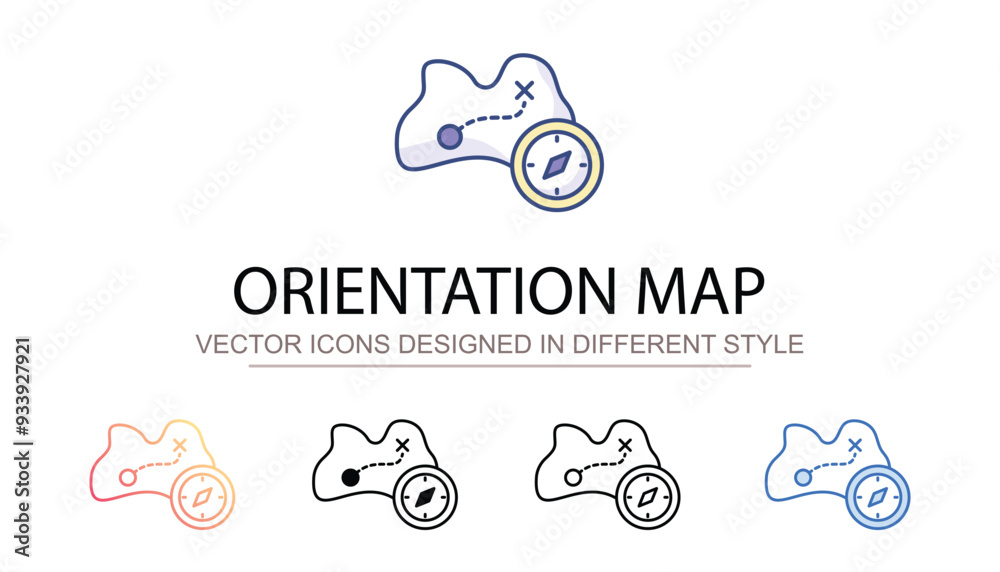Obraz premium Orientation Map icon design with white background stock illustration