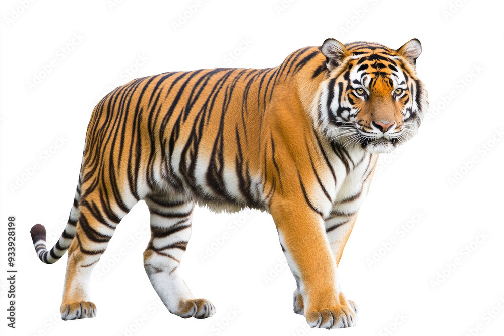Obraz premium An Amur tiger isolated on a white background.