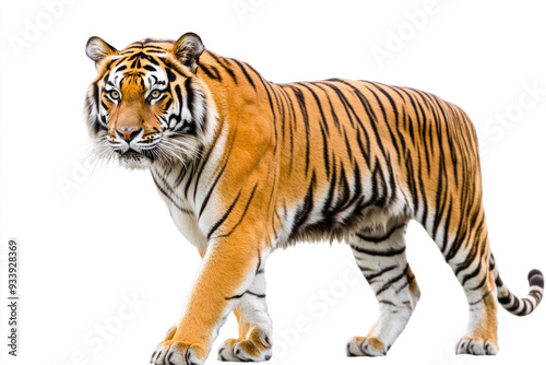 An Amur tiger isolated on a white background.