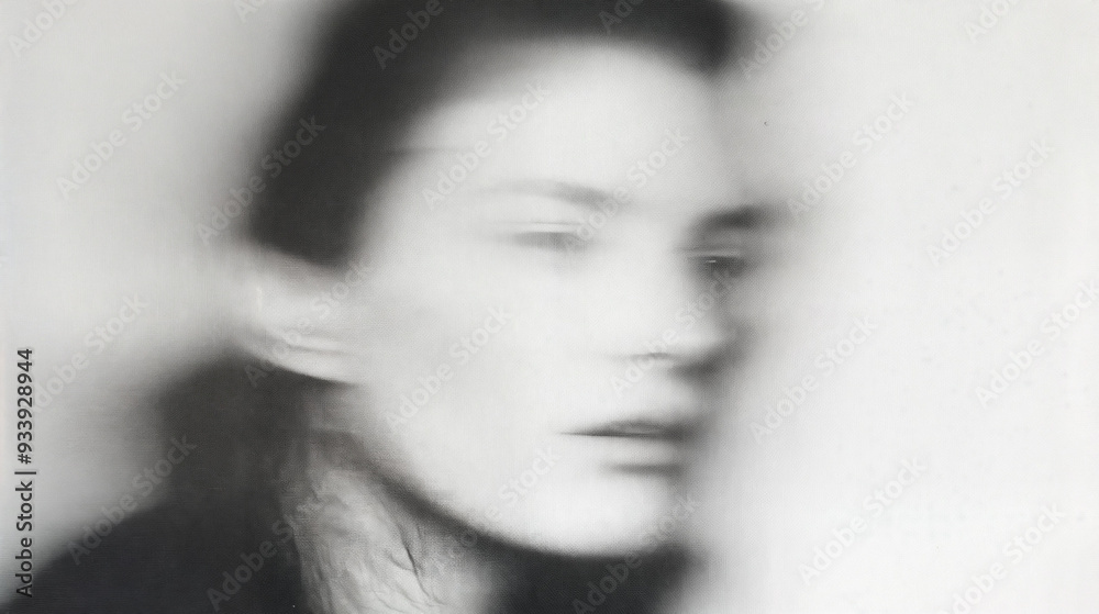 A woman is out of focus in the center of the image. She has dark hair and is wearing a black top. A woman is out of focus in the center of the image. She has dark hair and is wearing a black top.