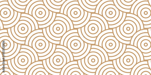 Abstract traditional geometric overlapping creative wave circle minimal lapping textile round vector texture. orange an brown fabric lapping element repeat swirl geometrical background.