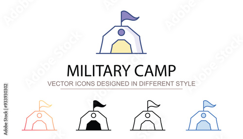 Military Camp icon design with white background stock illustration