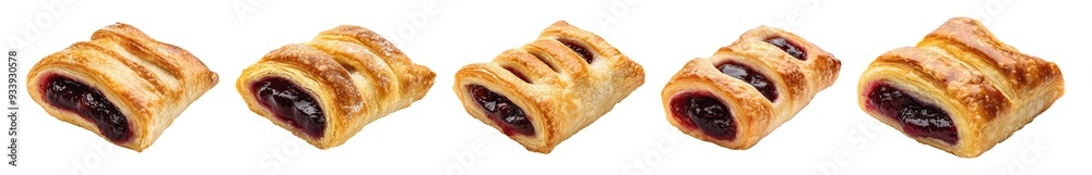 Mini cherry strudels isolated on transparent or white background Mini cherry strudels isolated on transparent or white background