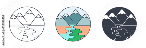 River icon symbol vector illustration isolated on white background