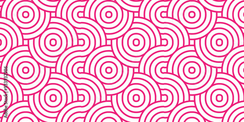 Abstract traditional geometric overlapping creative wave circle minimal lapping textile round vector texture. pink and white fabric element repeat swirl geometrical background.