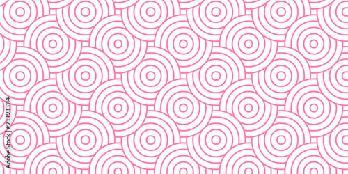 Abstract traditional geometric overlapping creative wave circle minimal lapping textile round vector texture. pink and white fabric element repeat swirl geometrical background.