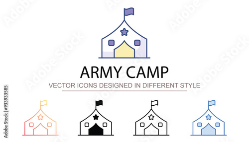 Army Camp icon design with white background stock illustration
