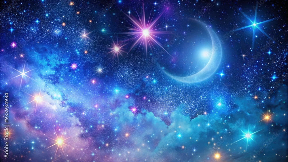 Dramatic star-studded night sky with vibrant blue and purple hues, scattered with twinkling stars and a subtle moon glow, perfect for celestial backgrounds. Dramatic star-studded night sky with vibrant blue and purple hues, scattered with twinkling stars and a subtle moon glow, perfect for celestial backgrounds.