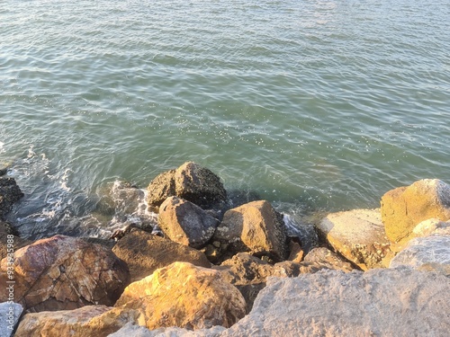 rock and sea water, beach view Thailand Chob Buri, Si Racha photo