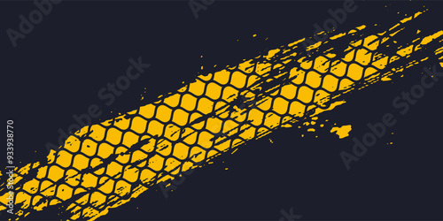 Tire trace track. Abstract wheels braking distances, tread silhouettes brushes. Isolated car or motorcycles vector trails. Tire vehicle, road track rubber
