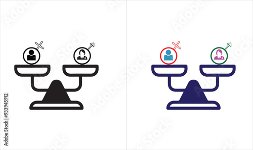 Gender Equality Symbol. Human Rights and Equality Line Icon. Female and Male Gender Symbol.