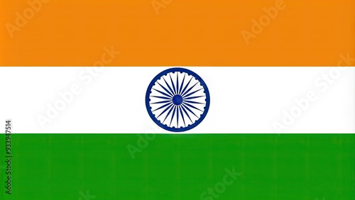 Vibrant vector illustration of the India national flag, featuring three horizontal stripes of saffron, white, and green, symbolizing courage, peace, and faith. photo