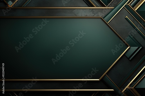 Abstract geometric background with green and gold.